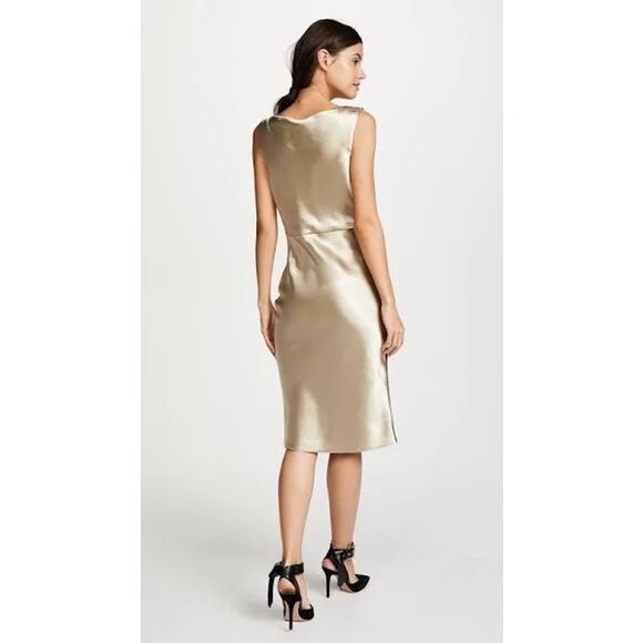 Nili Lotan Anne Gold Satin Midi Dress Size 4 Holiday Cocktail Party Elegant - Picture 2 of 15